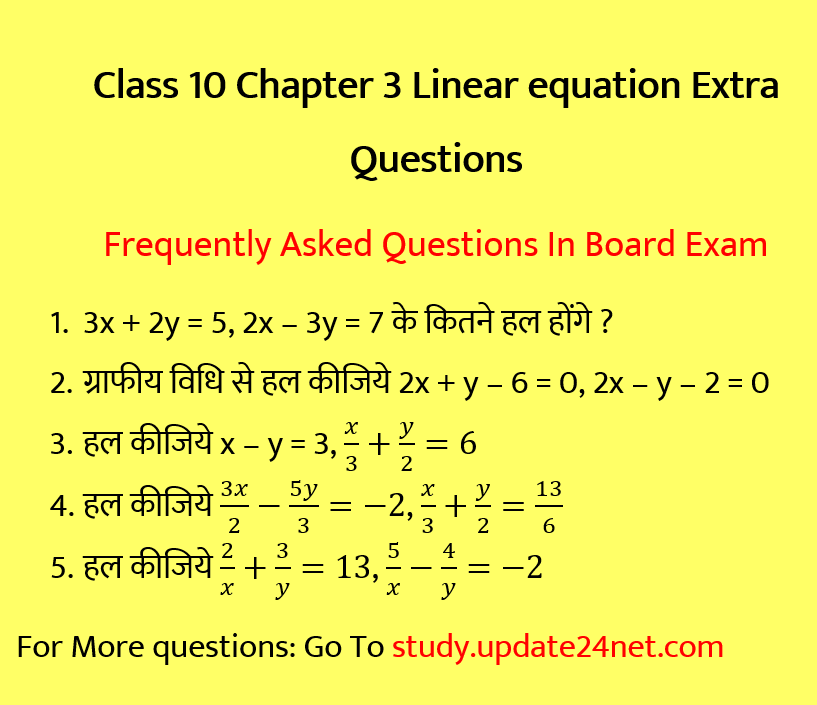 Class 10 chapter 3 Linear equation extra questions Page 2